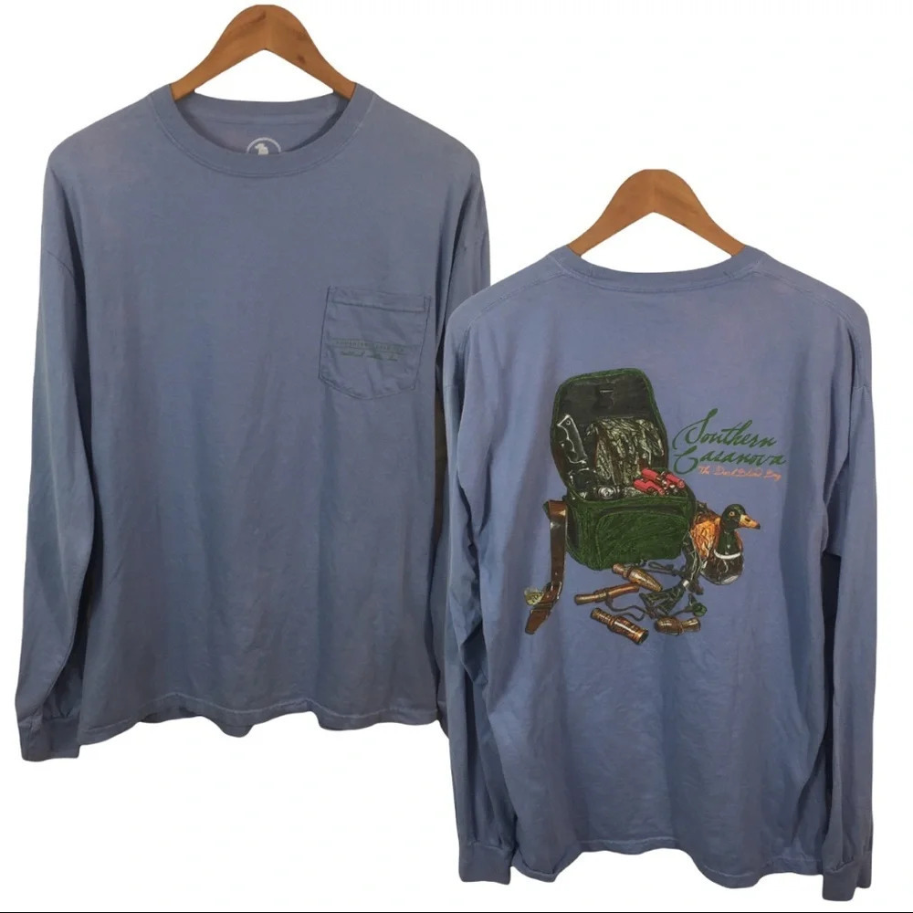 LS108 Men’s Southern Casanova Preppy Long Sleeve Pocket T Shirt L